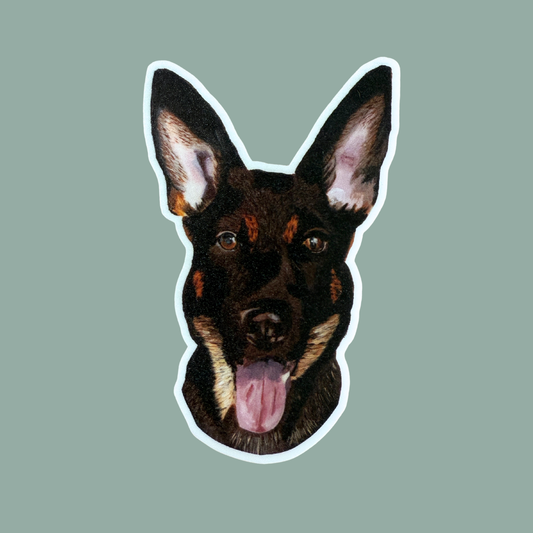 Die-Cut Vinyl Sticker - Happy the German Shepherd